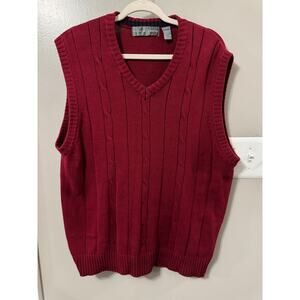 Oscar de la Renta Men's Argyle V-Neck Pullover Sweater Sleeveless Maroon LG Ctn